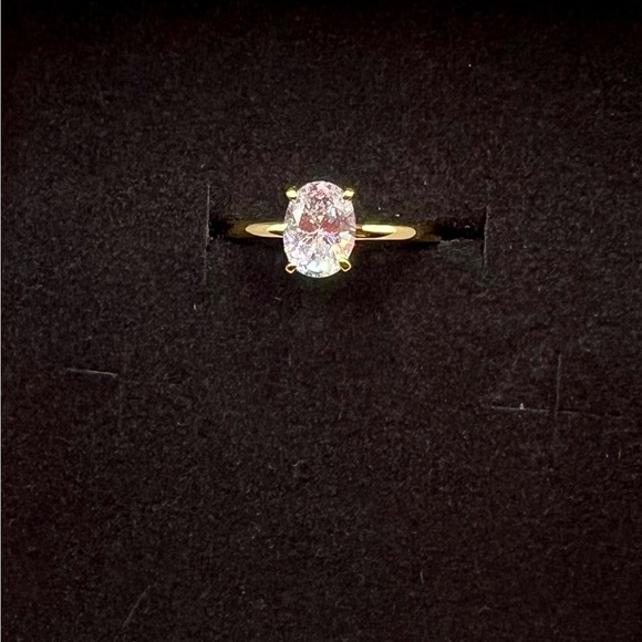 NIB 925 Sterling Silver 14K Gold Plated & 1 CT Zircon Ring Size 8 - Picture 8 of 16